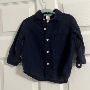 Janie & Jack Navy Button Down Shirt 6-12 mo